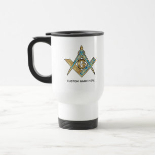 Caneca Térmica Presentes de Freemason Exclusivos   Dourado Compas