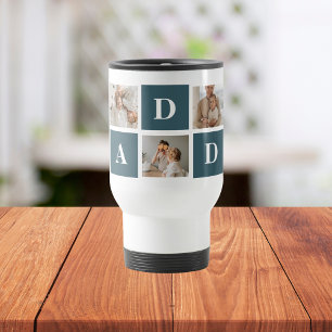 Caneca Térmica Presentes de Pai Verde e Foto para Pais de Colagem