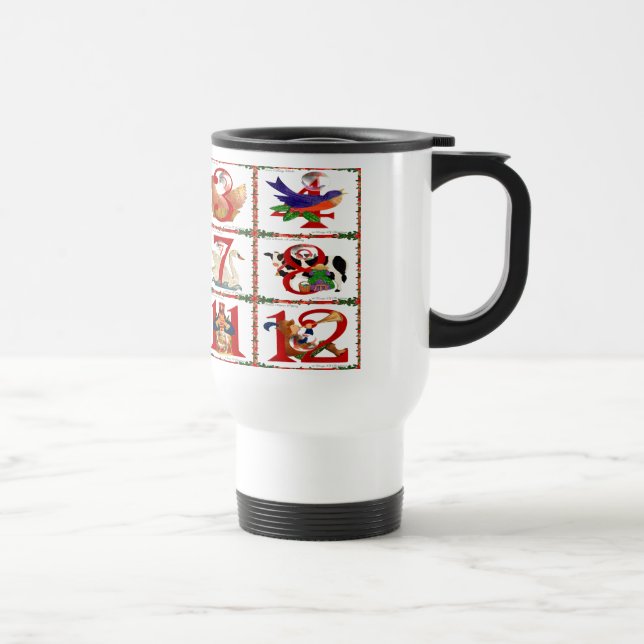 Caneca Térmica Presentes de Quilt Impresso dos 12 Dias de Natal (Direita)