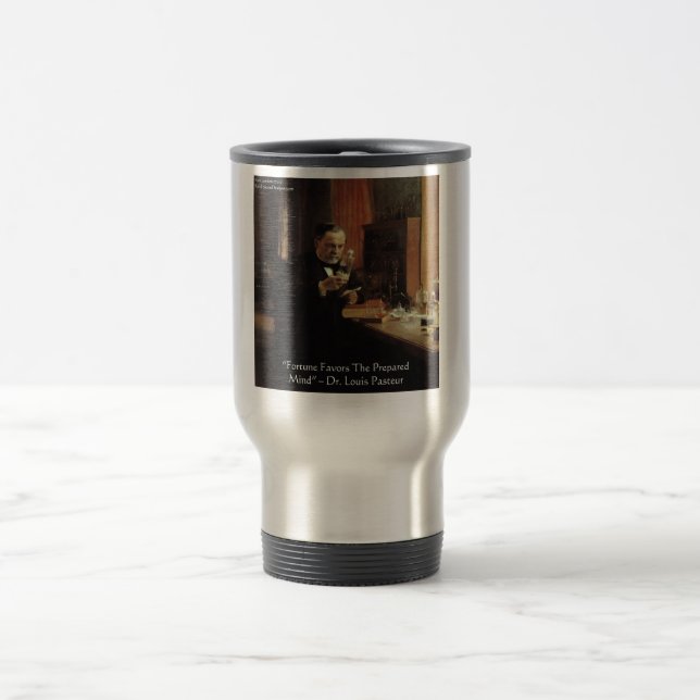 Caneca Térmica Presentes e Camisetas com Citação de Louis Pasteur (Centro)