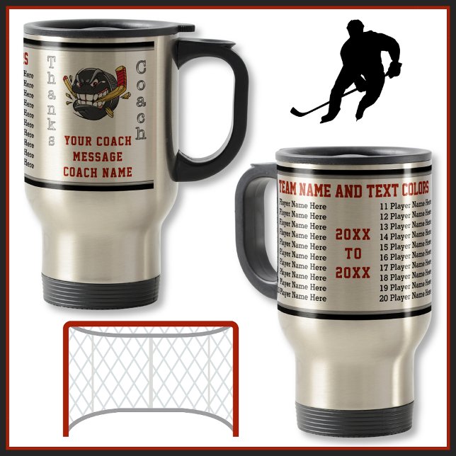 Caneca Térmica Presentes personalizados de todos os jogadores par (Hockey Coach Gifts Ideas. Personalized, Hockey Mugs. All Player's Names, Team, Years, Coach Name.)