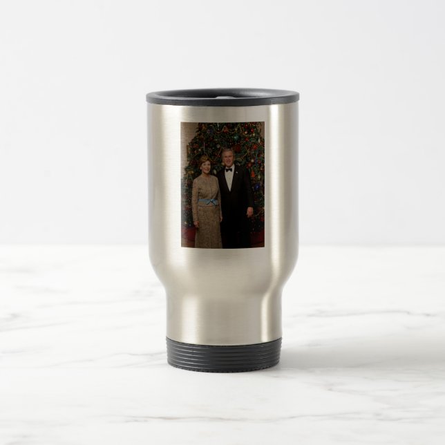 Caneca Térmica Presidente George Bush, Laura Casa Branca de Natal (Centro)