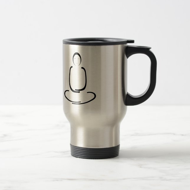 Caneca Térmica Preto do homem da meditação (Direita)