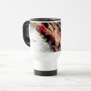 Caneca Térmica Preto Dourado Espaço Negativo Personalizar Abstrat