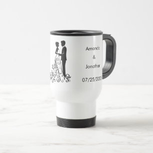 Caneca Térmica Preto Elegante e Branco Salve a Caça de Casamento