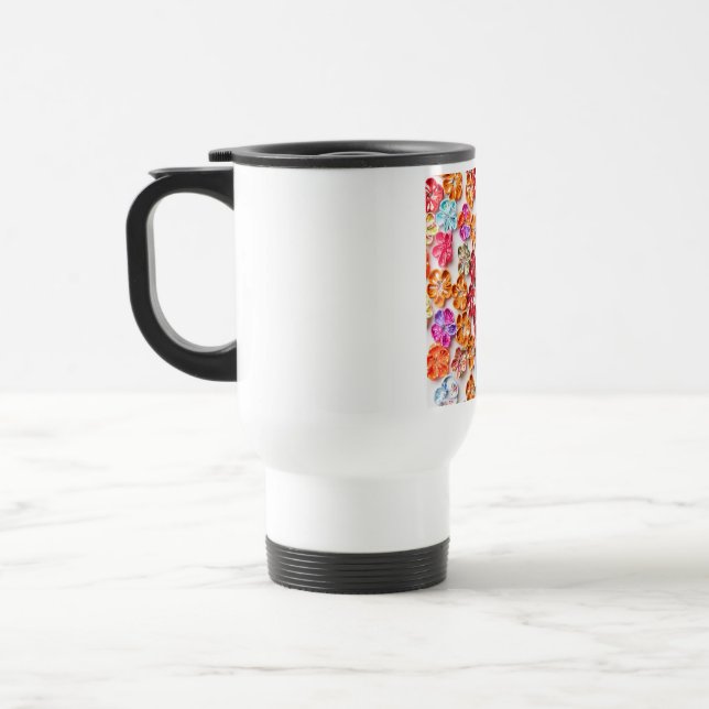 Caneca Térmica Primavera tecido com costura manual Flores multico (Esquerda)