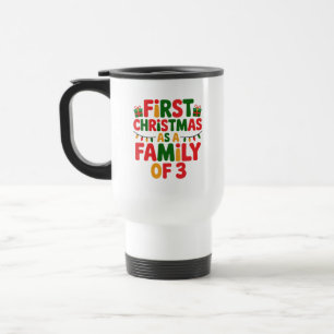 Caneca Térmica Primeiro Natal como Família de 3 Roupas Engraçadas