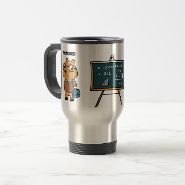 Caneca Térmica Professor Capybara de volta à escola Mug (Frente Esquerda)