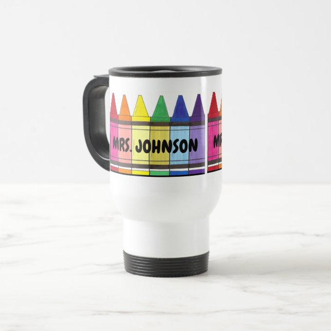 Caneca Térmica Professor de Arte Escolar Personalizado do Rainbow (Frente Esquerda)