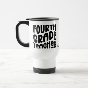 Caneca Térmica Professor do Quarto Ano Texto Preto Minimalista