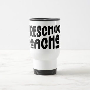 Caneca Térmica Professora da pré-escola   Texto preto