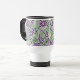 Caneca Térmica Profusão de Lavanda Pó Rosa Lavanda Floral Rústica