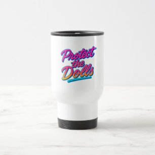 Caneca Térmica Proteja as Bonecas Arte Neon Retro