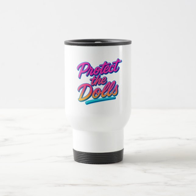 Caneca Térmica Proteja as Bonecas Arte Neon Retro (Centro)