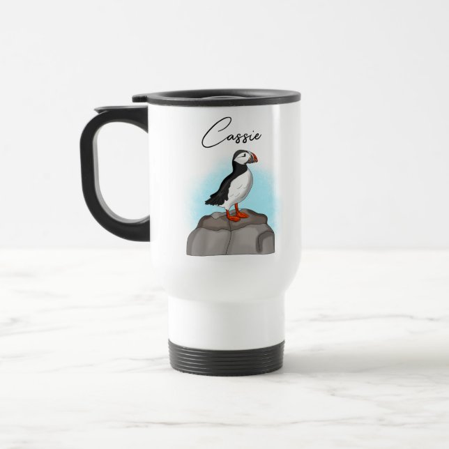 Caneca Térmica Puffin personalizado em um Rock (Esquerda)