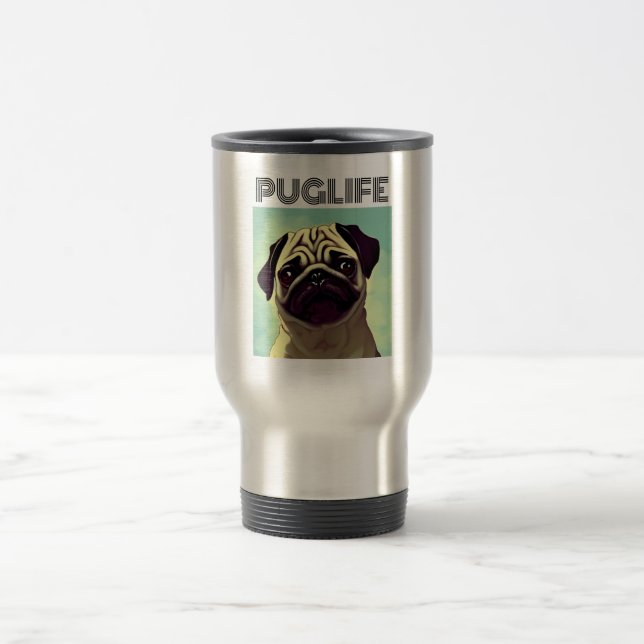 Caneca Térmica Pug Face Retrato PUGLIFE Adorável (Centro)