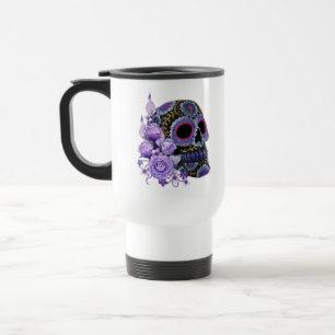 Caneca Térmica Purple Floral Black Sugar Skull Dia Dos Mortos