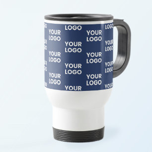 Caneca Térmica Qualquer imagem ou logotipo de negócios Azul-marin