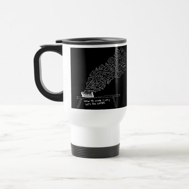 Caneca Térmica Quando a Musa Finalmente Toma Seu Café (Esquerda)