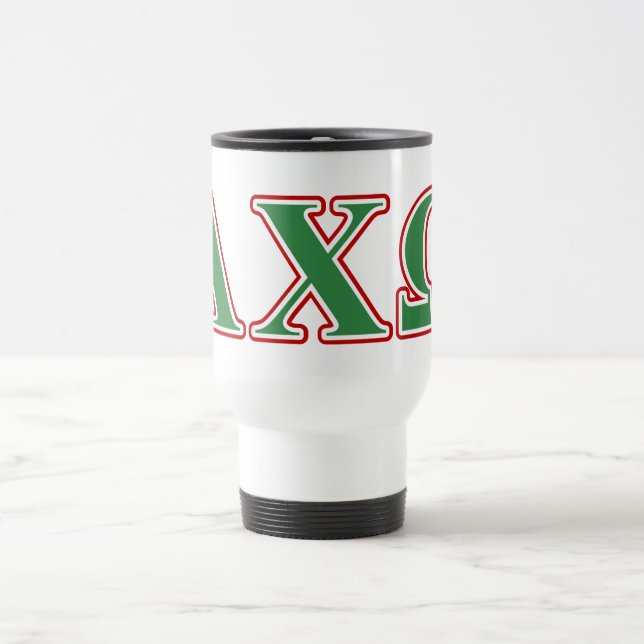 Caneca Térmica Qui letras verdes e vermelhas de Omega de Alphi (Centro)