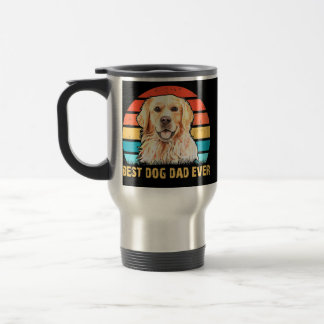 Caneca Térmica Quote Best Dog Dad Ever Vintage Golden Retriever 