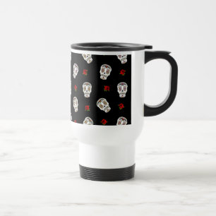 Caneca Térmica RAB Rockabilly Açúcares Caveiras Rosas Em Preto