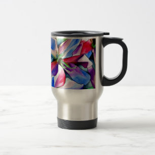 Caneca Térmica Rainbow Azalea flor original de aquarela