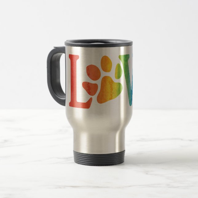 Caneca Térmica Rainbow Love Paw (Frente Esquerda)