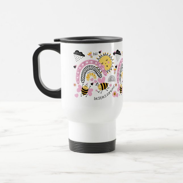 Caneca Térmica Rainhas Abelhas Melhores Amigos Para Meninas BFF B (Esquerda)