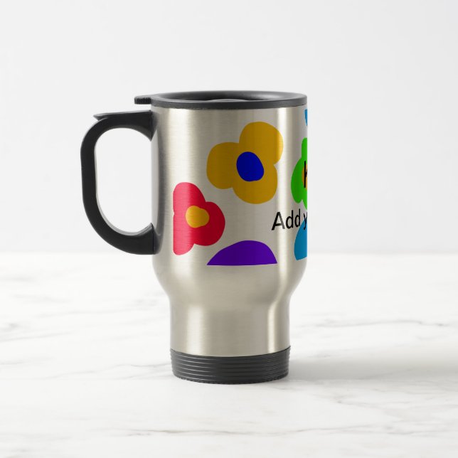 Caneca Térmica Ramo de flor de arco-íris amor adicionar nome text (Esquerda)