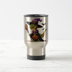 Caneca Térmica Raptor de Halloween/Bruxa de Dinossauro