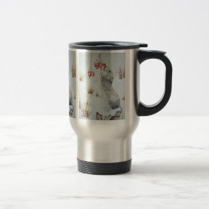 Caneca Térmica Rato-gato comendo bagas, neve, vida selvagem