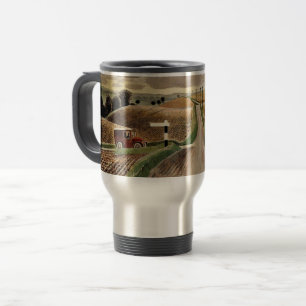 Caneca Térmica Ravilious--Paisagem de Wiltshire, pintura de arte