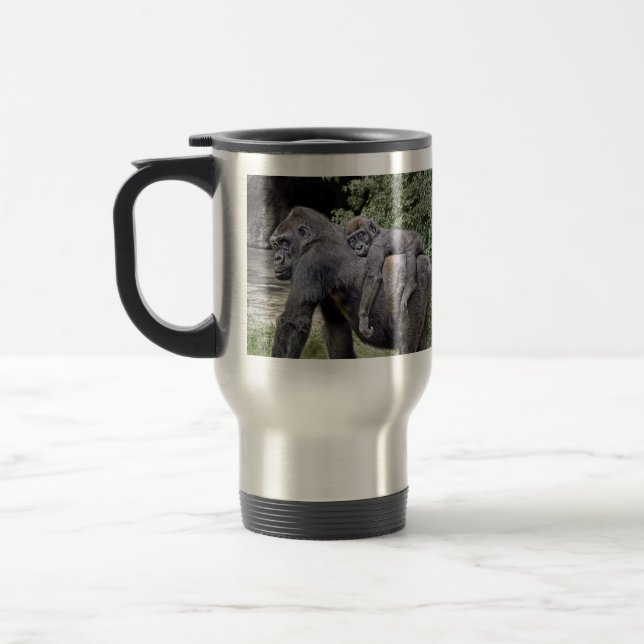 Caneca Térmica Reboque do bebê & da mamã do gorila (Esquerda)