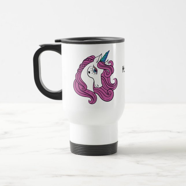 Caneca Térmica Recortar imagens de nome personalizado Unicorn (Esquerda)