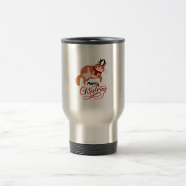 Caneca Térmica Red Brown Ilustrative Personal Holiday Cat