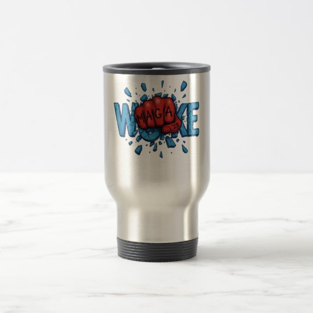CANECA TÉRMICA RED MAGA 28 FIST PUNCHES THROUGH WOKE (Centro)