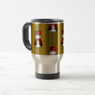 Caneca Térmica Red Snowmen no Dourado