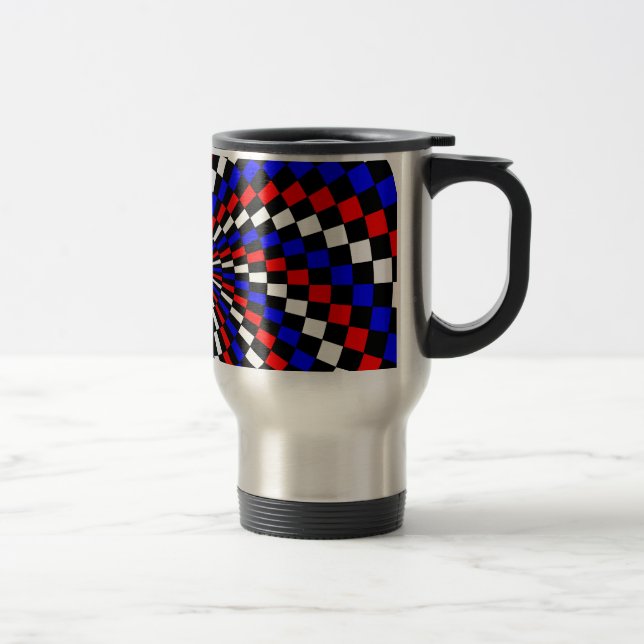 Caneca Térmica Red White Blue Checker Spiral por Kenneth Yoncich (Direita)