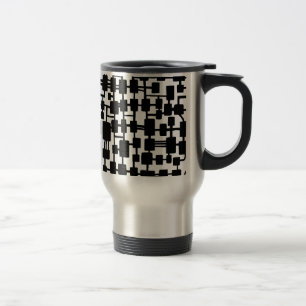 Caneca Térmica Rede abstrata - preto no branco