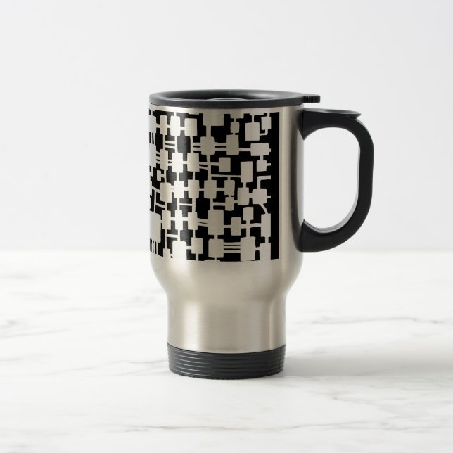 Caneca Térmica Rede abstrato - Branco em Preto (Direita)