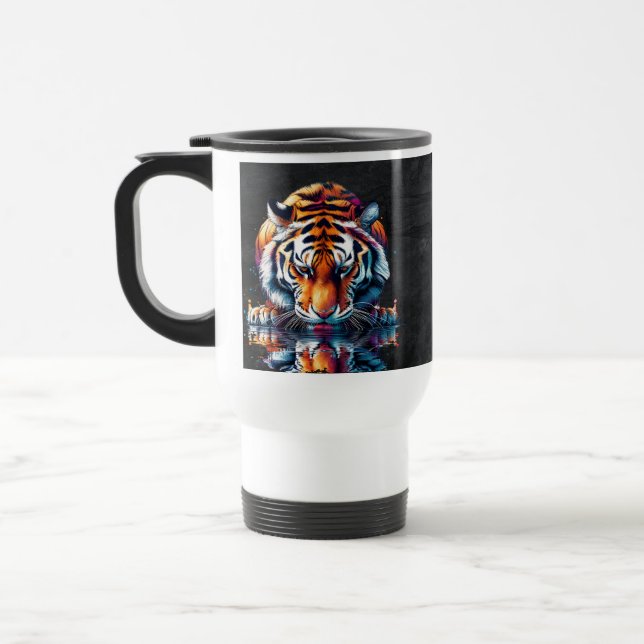 Caneca Térmica Reflexão da água do Bebendo do Tigre (Esquerda)