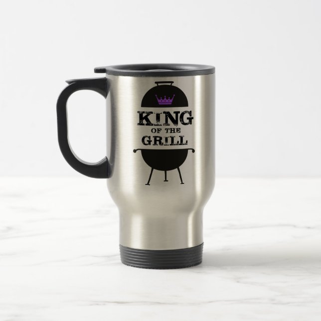 Caneca Térmica Rei Da Grelha, Coroa Roxa Negra (Esquerda)