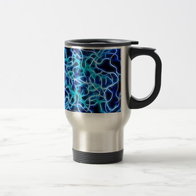 Caneca Térmica Relâmpagos de Néon Azul Aqua Elétricos (Direita)