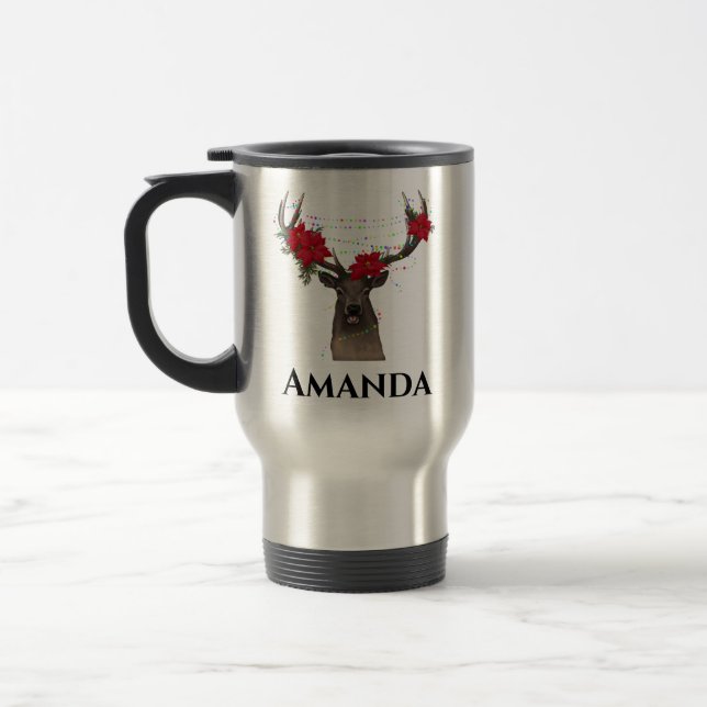 Caneca Térmica Renas personalizadas - luz de natal (Esquerda)