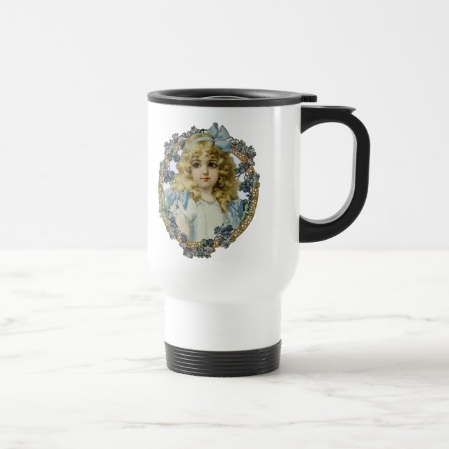 Caneca Térmica Retrato Bonito para Menininha Antiquado Bonito (Direita)