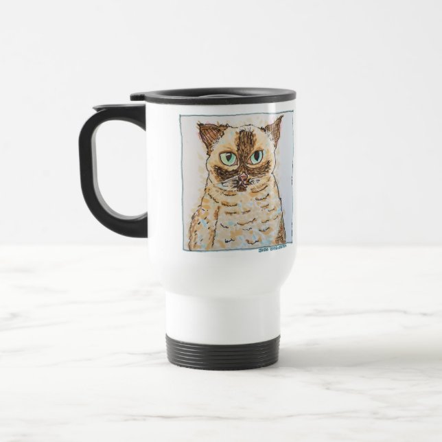 Caneca Térmica Retrato Colorido e Excêntrico de Gato (Esquerda)