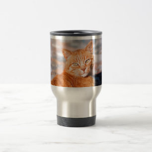 Caneca Térmica Retrato de gato vermelho