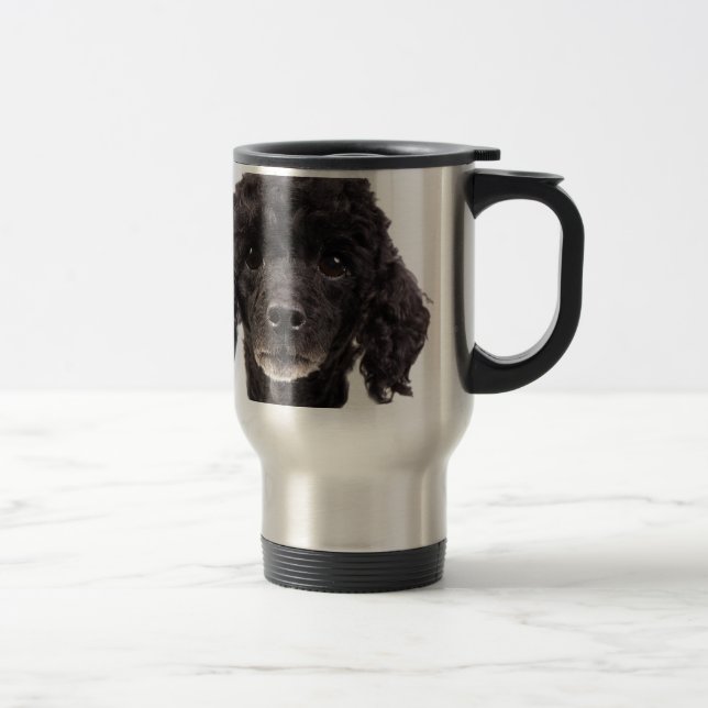 Caneca Térmica Retrato de uma caniche preta (Direita)