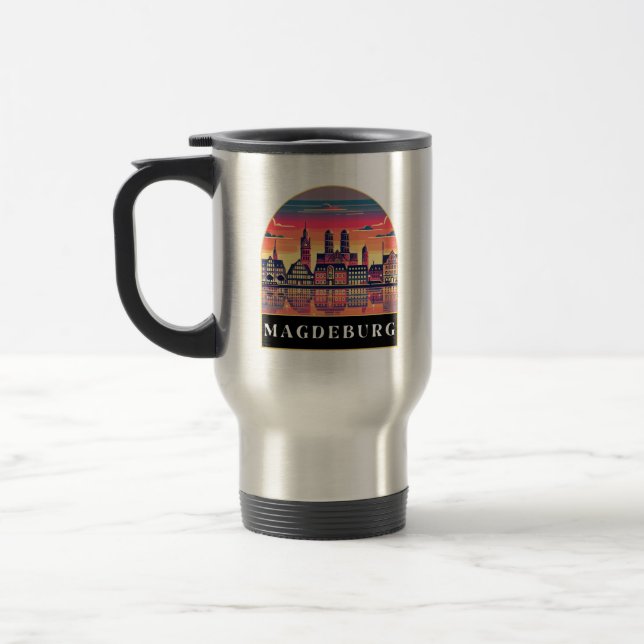 Caneca Térmica Retro Magdeburg Skyline (Esquerda)